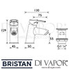 Bristan Smile Basin Mixer with Clicker Waste Tap Dimensions